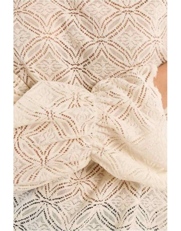 BLOUSE DENTELLE SEMI-TRANSPARENTE COL MONTANT - MOLLY BRACKEN