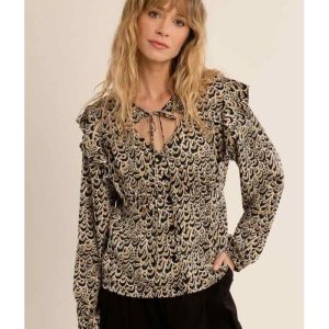 BLOUSE IMPRIMÉE ÉPAULETTES À NOUER - MOLLY BRACKEN