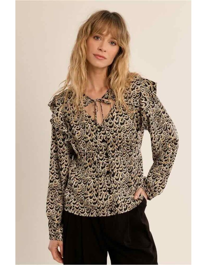 BLOUSE IMPRIMÉE ÉPAULETTES À NOUER - MOLLY BRACKEN