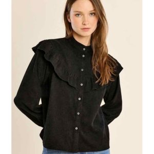 BLOUSE VELOURS CÔTELÉ COL MONTANT - MOLLY BRACKEN