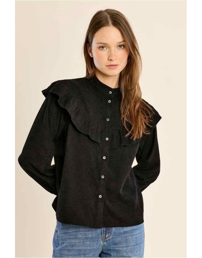 BLOUSE VELOURS CÔTELÉ COL MONTANT - MOLLY BRACKEN