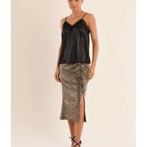 CARACO SATINÉ NOIR DENTELLE - MOLLY BRACKEN