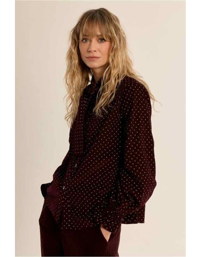 CHEMISE VELOURS CÔTELÉ COL LAVALLIÈRE - MOLLY BRACKEN