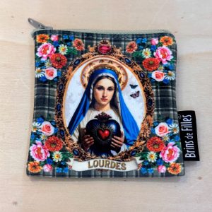 Pochette à chapelet Vierge au tartan