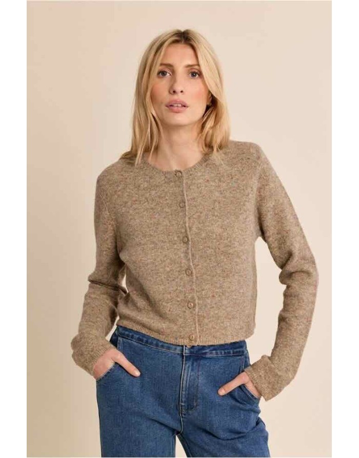 GILET COURT CAMEL CHINÉ - MOLLY BRACKEN