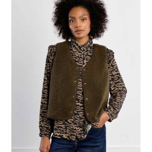 GILET IMITATION MOUTON KAKI - LILI SIDONIO X MOLLY BRACKEN