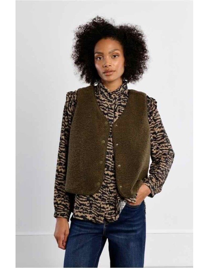 GILET IMITATION MOUTON KAKI - LILI SIDONIO X MOLLY BRACKEN