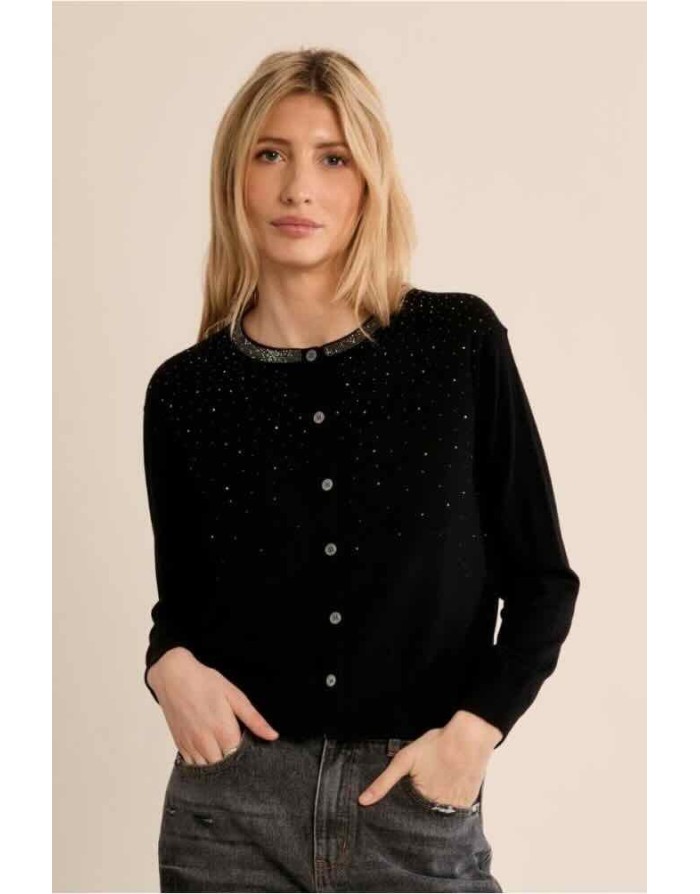 GILET NOIR ENCOLURE STRASSÉE - MOLLY BRACKEN
