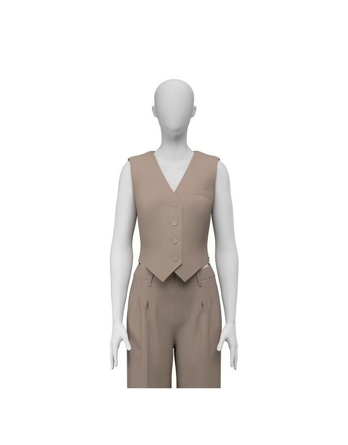 GILET SANS MANCHES CRÉPON TAUPE – GUESS