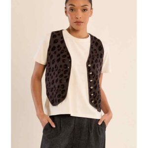 VESTON EN MAILLE IMPRIMÉ LEOPARD - MOLLY BRACKEN