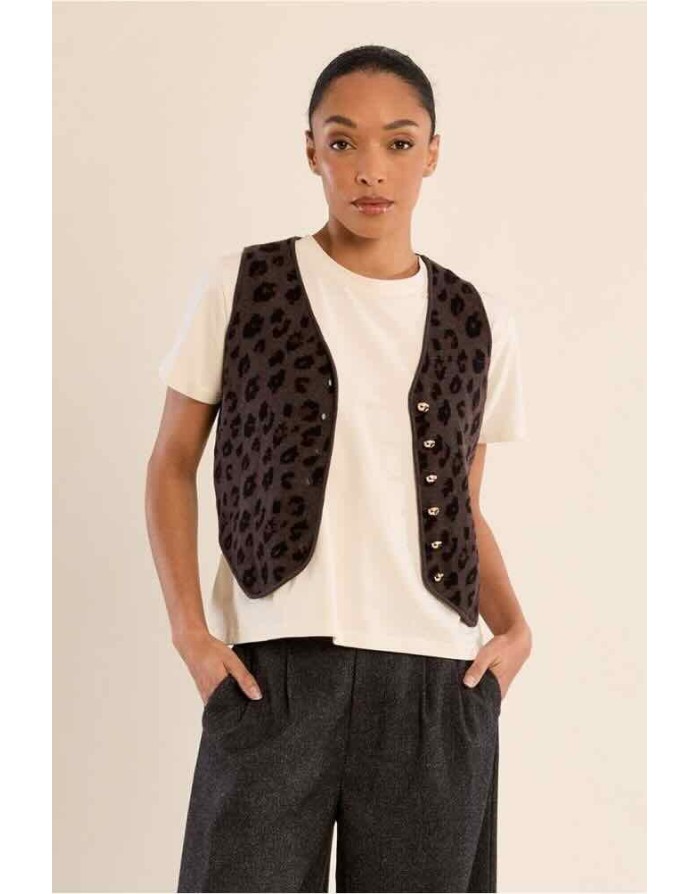 VESTON EN MAILLE IMPRIMÉ LEOPARD - MOLLY BRACKEN