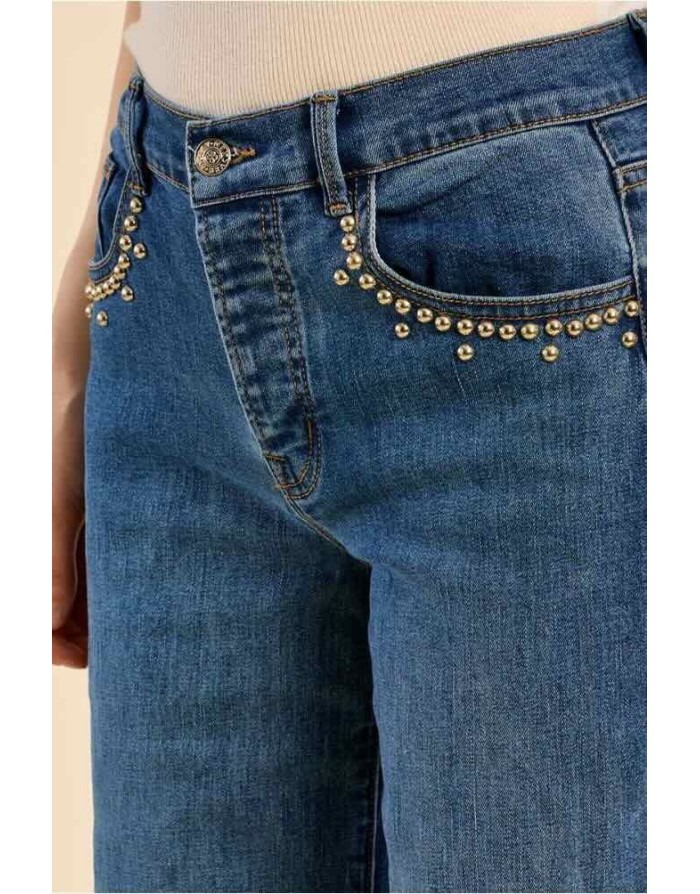 DENIM LARGE BOOT CUT DÉTAILS CLOUS - MOLLY BRACKEN