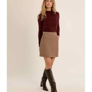 MINI JUPE PIED-DE-POULE TAILLE HAUTE - MOLLY BRACKEN