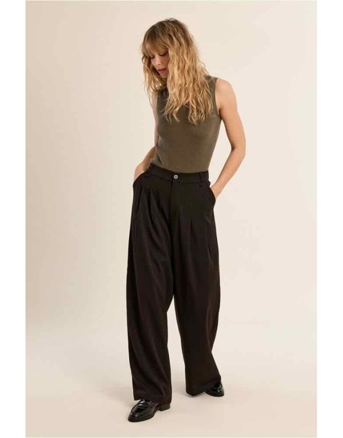 PANTALON LARGE À PLIS TAILLE HAUTE  - MOLLY BRACKEN
