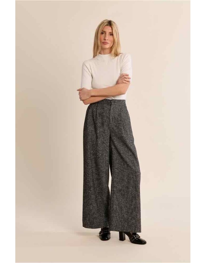 PANTALON LARGE TAILLE HAUTE COLORIS CHINÉ - MOLLY BRACKEN