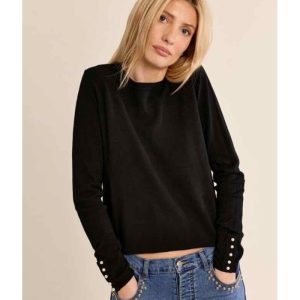 PULL NOIR MAILLE FINE PERLÉ - MOLLY BRACKEN