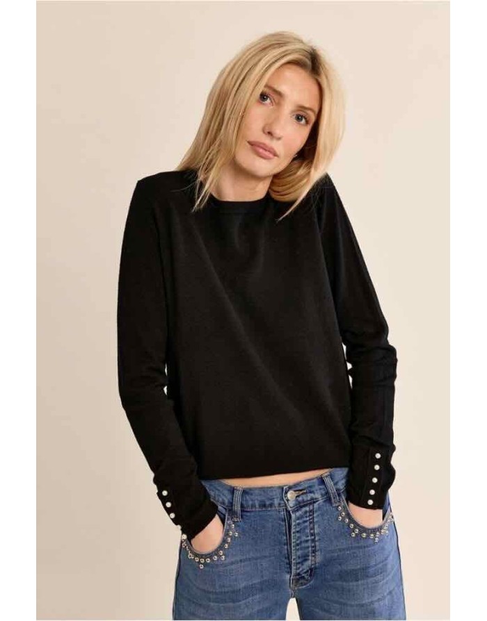 PULL NOIR MAILLE FINE PERLÉ - MOLLY BRACKEN