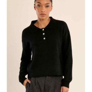 PULL POLO MAILLE NOIR MOLLY BRACKEN