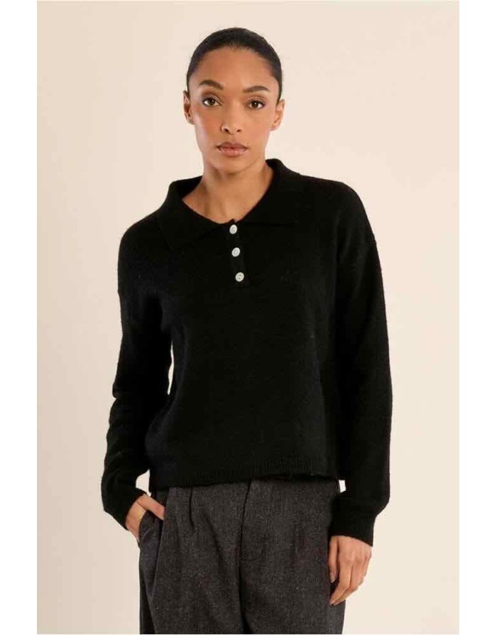 PULL POLO MAILLE NOIR MOLLY BRACKEN