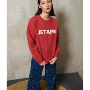 PULL ROUGE EN MAILLE "JE T'AIME" - LILI SIDONIO POUR MOLLY BRACKEN