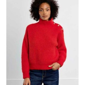 PULL MAILLE ROUGE COL MONTANT - MOLLY BRACKEN