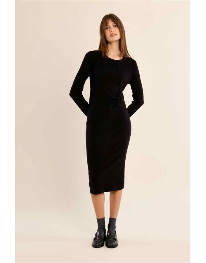 ROBE LONGUE MAILLE NOUEE NOIRE - MOLLY BRACKEN