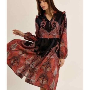 ROBE MI-LONGUE IMPRIMÉE COL MAO - MOLLY BRACKEN