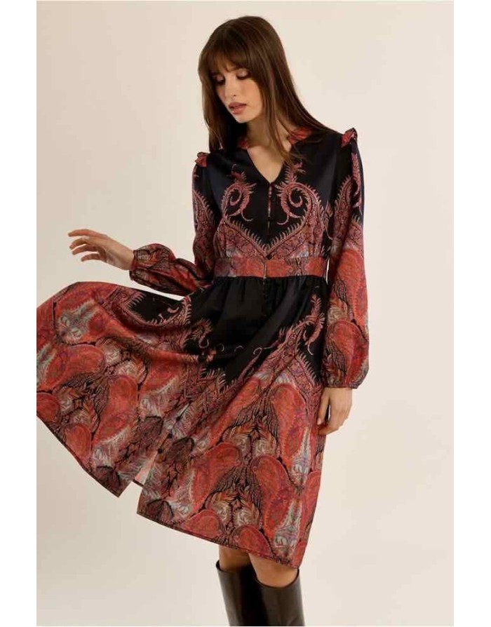 ROBE MI-LONGUE IMPRIMÉE COL MAO - MOLLY BRACKEN