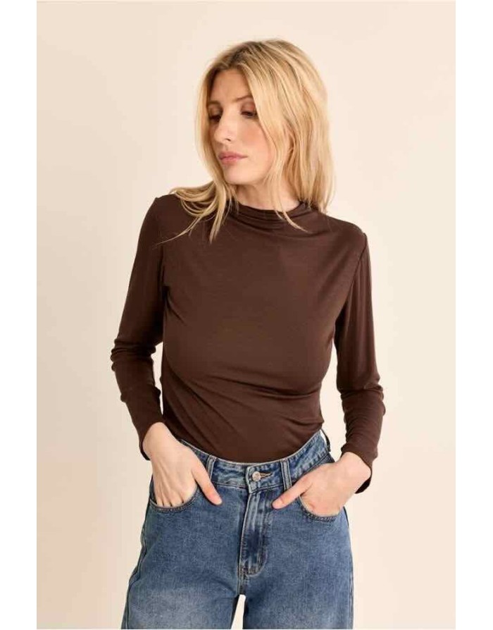 SOUS PULL FIN MARRON COL MONTANT - MOLLY BRACKEN