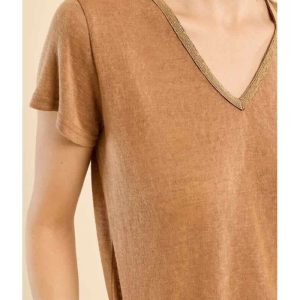 TEE-SHIRT ASPECT LIN CAMEL - MOLLY BRACKEN
