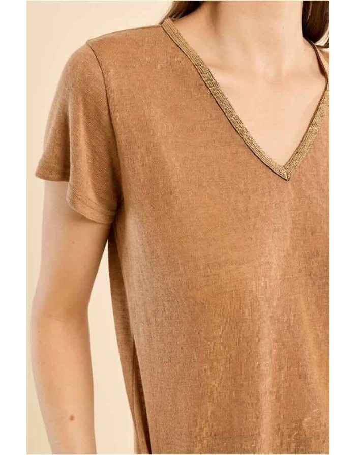 TEE-SHIRT ASPECT LIN CAMEL - MOLLY BRACKEN